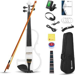 Vangoa Electric Violin 4/4 Silent Set, White
