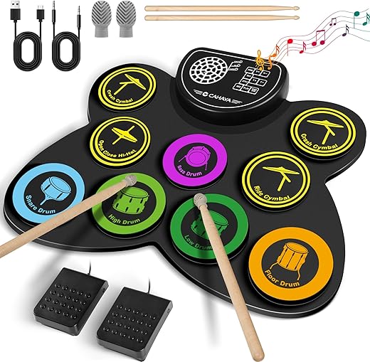 CAHAYA Electronic Drum Pad Set: Foldable 9-Pad With Speaker