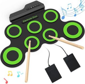 Rocktata Electronic Drum Set, 7 Pad Roll-up Kit
