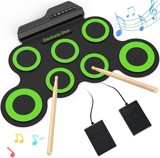 Rocktata Electronic Drum Set, 7 Pad Roll-up Kit