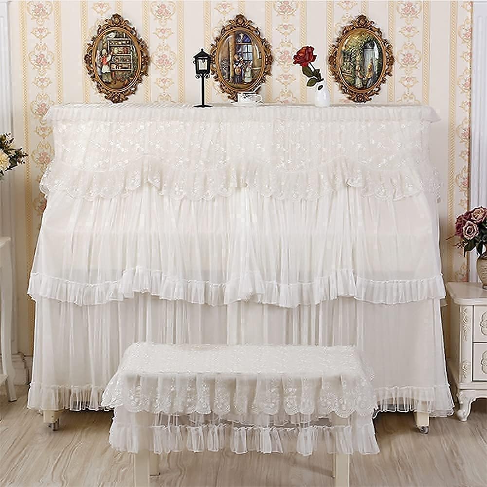 OBTLIAN Elegant Rose Embroidery Piano Cover 153 33 115cm