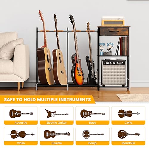 Elerator Guitar Stand With 4 Holders And Rack - Image 5