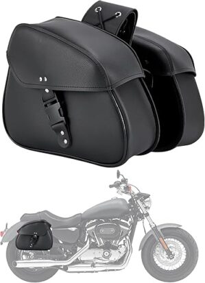 Dream Apparel Faux Leather Motorcycle Saddle Bags (Black)