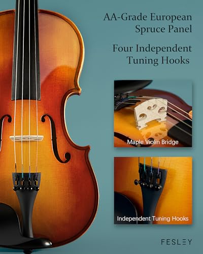 Fesley Violin Full Set: 4/4 Polished Violin Kit - Image 5