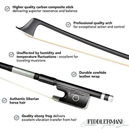 Fiddlerman Black Carbon Fiber Cello Bow 4/4 - Image 2