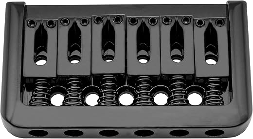 Musiclily Fixed Hardtail Bridge For 6 String Guitar, Black