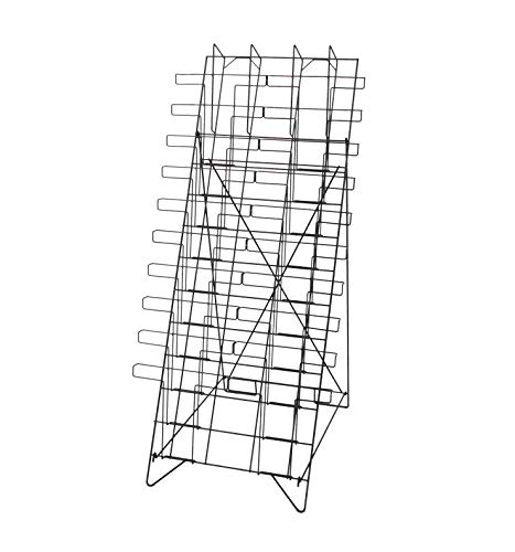 FixtureDisplays FixtureDisplays® 10-Tiered Wire Literature Stand For Floor, 20 Pockets For Magazines, Header - Black 119963 - Image 2