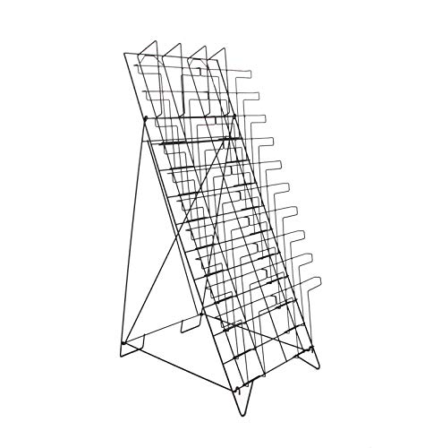 FixtureDisplays FixtureDisplays® 10-Tiered Wire Literature Stand For Floor, 20 Pockets For Magazines, Header - Black 119963 - Image 3