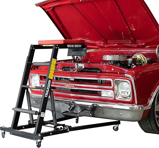 Traxion Foldable Topside Engine Creeper, Red/Black