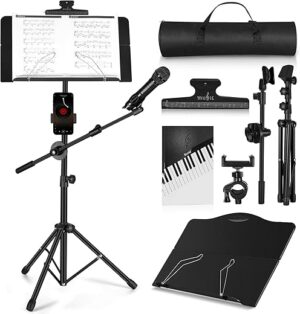 Vangoa Folding Music Stand With Microphone Holder
