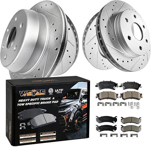 WEIZE Front And Rear Brake Rotors Pads Kit