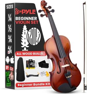Pyle Full Size Violin Starter Kit With Accessories