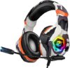 Ozeino Gaming Headset For PC, Ps4, Ps5, Xbox Headset With 7.1 Surround Sound, Gaming Headphones With Noise Cancelling Mic RGB Light Over Ear Headphones For Xbox Series X/S, Switch-Camo
