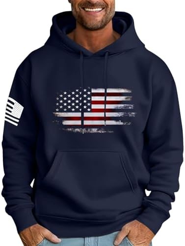Generic Mens Graphic Hoodie Drawstring Long Sleeve Hooded Sweatshirts Trendy Soft Comfy Pullover Hoodies with Pockets - Image 4