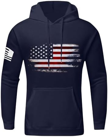 Generic Mens Graphic Hoodie Drawstring Long Sleeve Hooded Sweatshirts Trendy Soft Comfy Pullover Hoodies with Pockets - Image 2