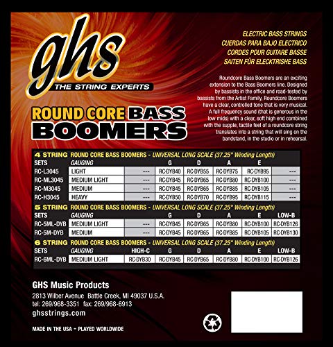 GHS Strings Round Core Bass Boomers, 5-String Set, RC-5ML-DYB - Image 2