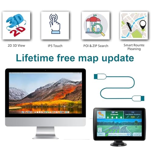 GIFEHU 7 Inch GPS Navigator With 2024 Map - Image 5