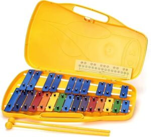MYEONGCHANG Glockenspiel Xylophone, 25-Note Instrument (Yellow-Rainbow)