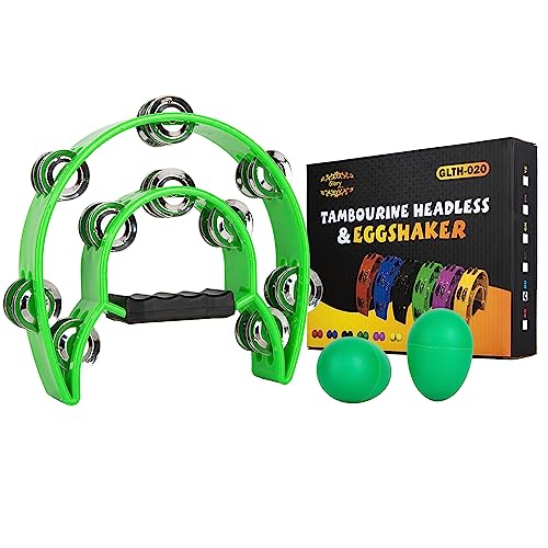 GLORY ESTD. 1962 Double Row Half Moon Tambourine, Green - Image 3