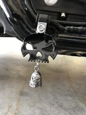 Kustom Cycle Parts Gloss Black Skull Bell Hanger For Motorcycle