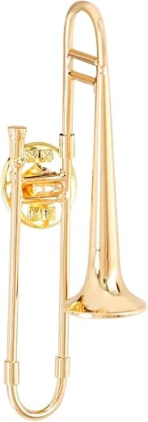 EASTROCK Gold Plated Trombone Pin Brooch