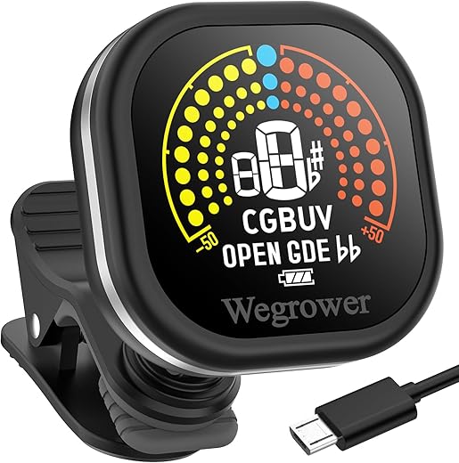 WEGROWER Guitar Tuner Rechargeable, Clip On Tuner
