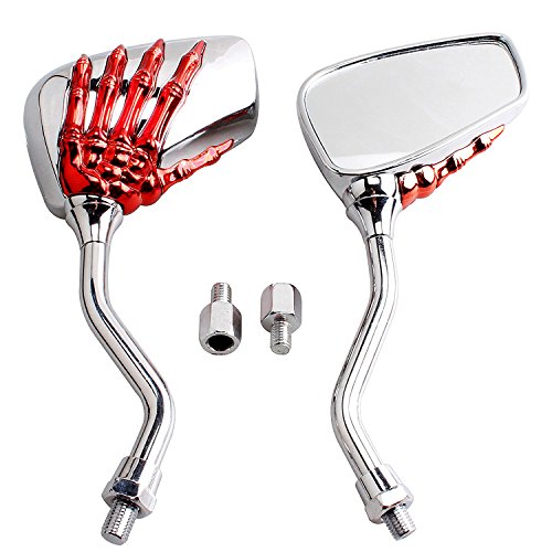 Heart Horse Distinctive Skull Skeleton Hand Rearview Mirror (Red) - Image 4
