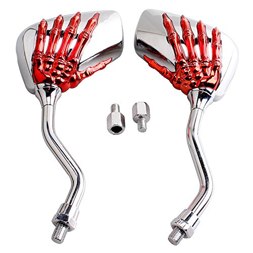 Heart Horse Distinctive Skull Skeleton Hand Rearview Mirror (Red) - Image 5