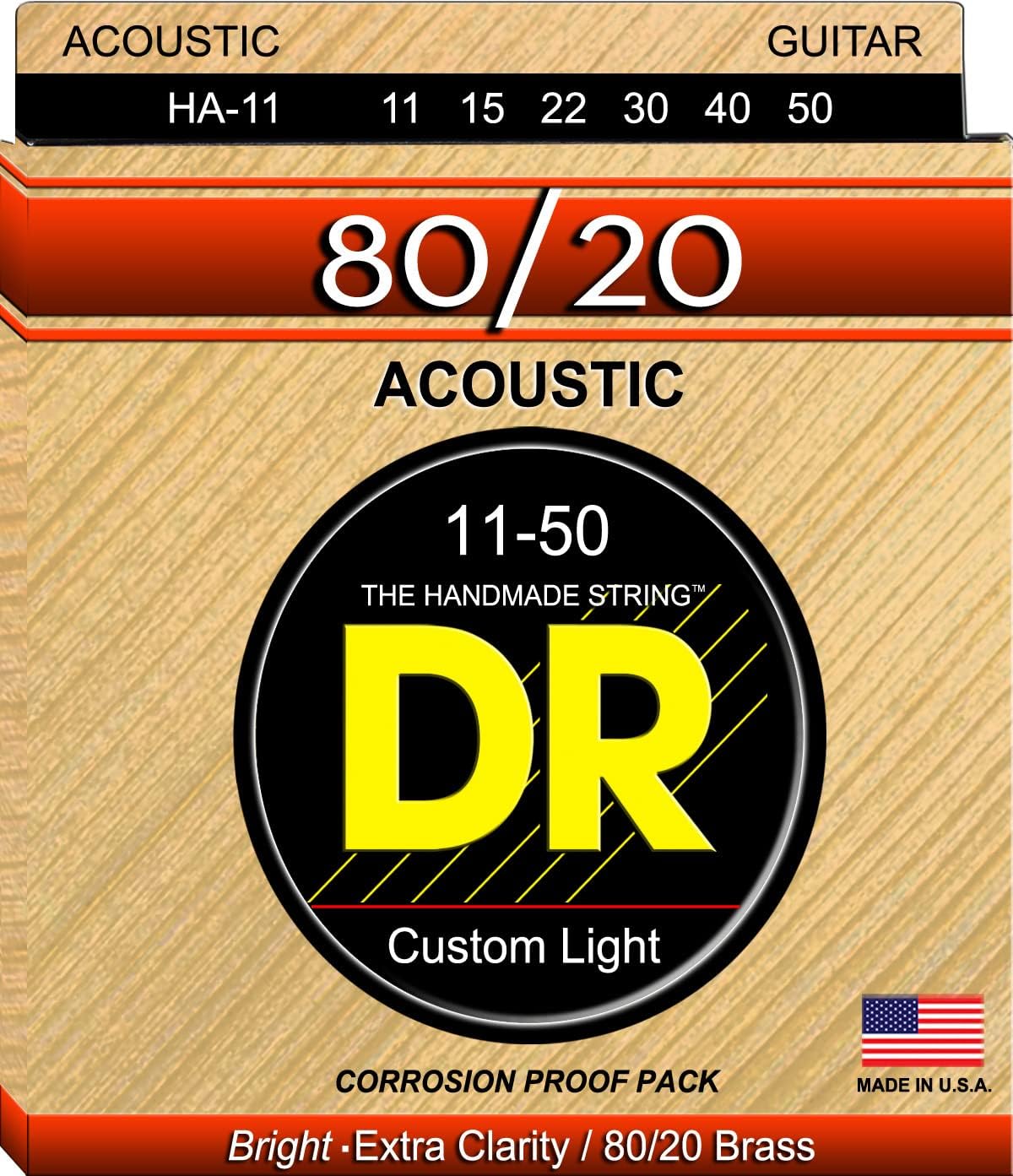 DR Strings Hi-Beam 80/20 Bronze Acoustic Strings, 11-50