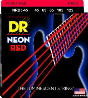 DR Strings Hi-Def Neon Red Bass Guitar Strings NRB5-45