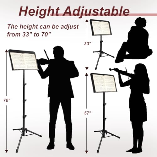 HOLANHING Tall Adjustable Music Stand (33-70IN-B) - Image 3
