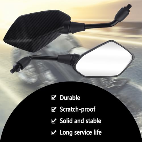 IHOTDER Carbon Fibre Motorcycle Mirrors, 360° Adjustable - Image 3