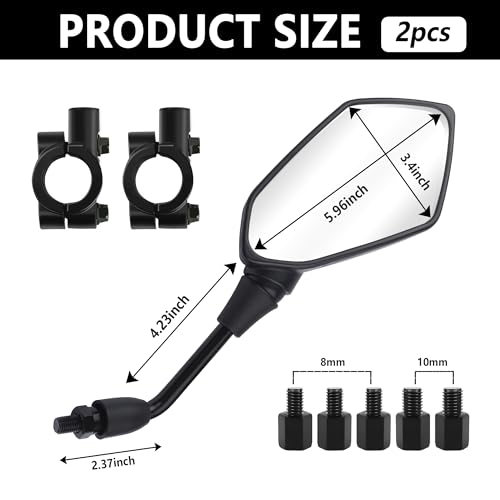 IHOTDER Carbon Fibre Motorcycle Mirrors, 360° Adjustable - Image 2