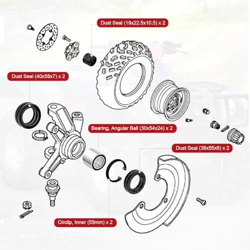 JAVIK Front Wheel Bearings Seals for Foreman/Rincon/Rubicon - Image 4
