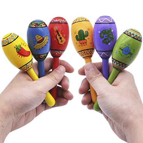 JOYIN Mini Wooden Fiesta Maracas 6 Designs - Image 5