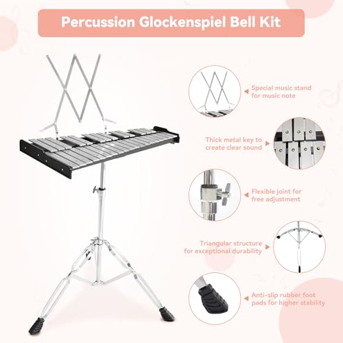 Julymoda 32 Notes Glockenspiel Xylophone Kit With Stand - Image 5