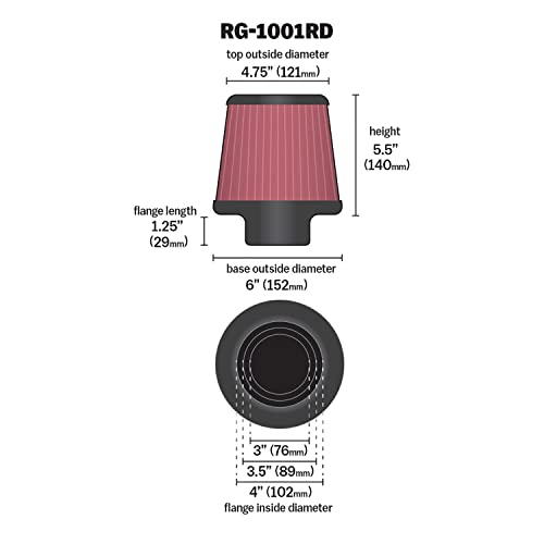K&N 4-Inch Round Tapered Air Intake Filter - Image 2