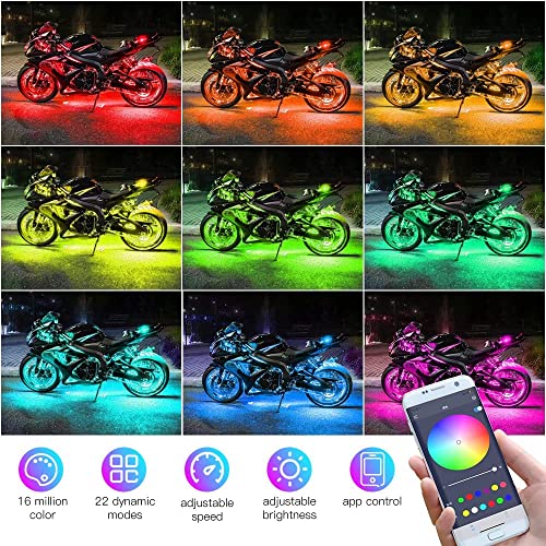Kairiyard Motorcycle Underglow LED Light Kit, App Control - Image 2