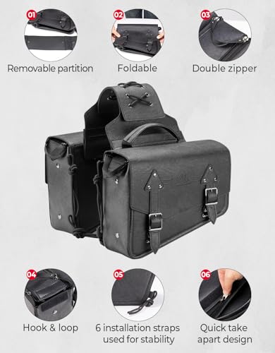 KEMIMOTO Motorcycle Saddlebags Leather Side Bags - Image 2