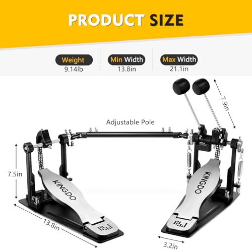 KINGDO CYMBALS Double Chain Bass Drum Pedal Set - Image 5