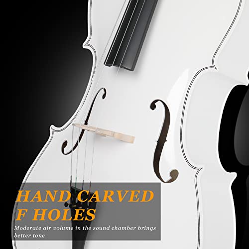 Ktaxon Beginner 4/4 Acoustic Cello Set, White - Image 4