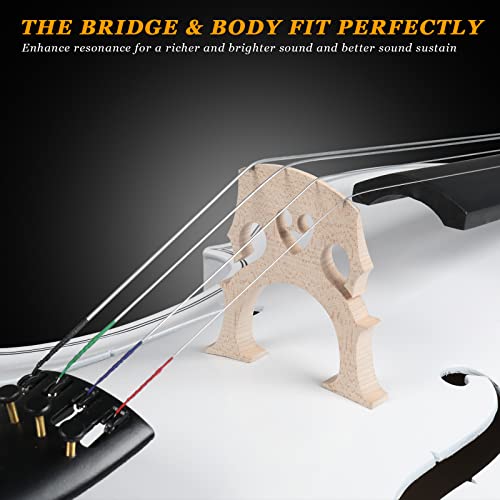 Ktaxon Beginner 4/4 Acoustic Cello Set, White - Image 5