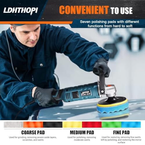 LDHTHOPI 1600W Rotary Buffer Polisher, 7 Variable Speeds - Image 5