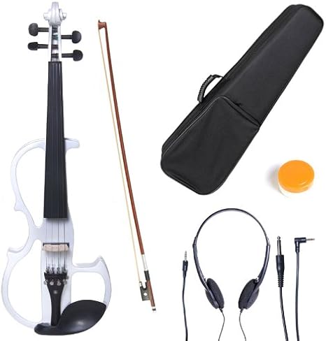 Cecilio Left-Handed Solid Wood Pearl White Electric Violin