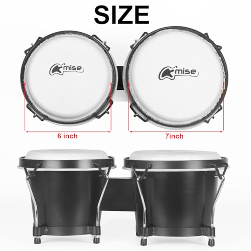 lotmusic Bongo Drums 6” and 7”, Black - Image 5