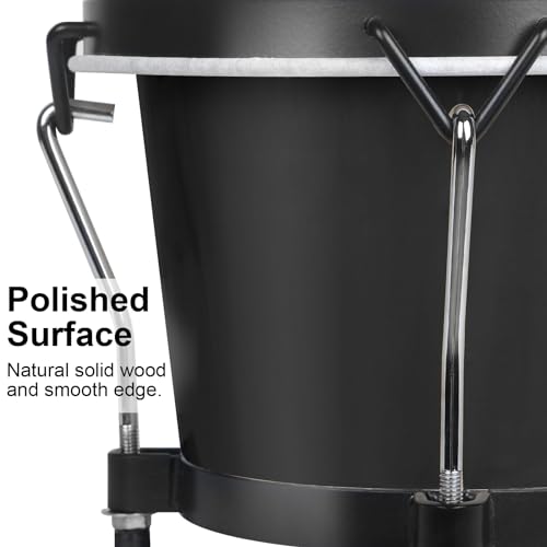 lotmusic Bongo Drums 6” and 7”, Black - Image 2
