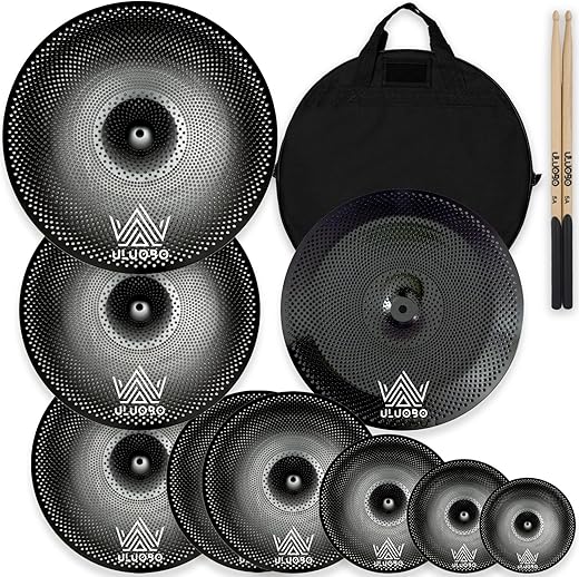 ULUOBO Low Volume Silent Cymbal Pack, 9 Pieces