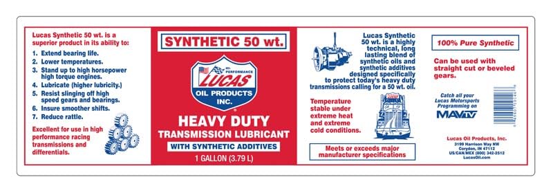 Lucas Oil 50W Synthetic Transmission Lubricant, 5 Gallons - Image 2