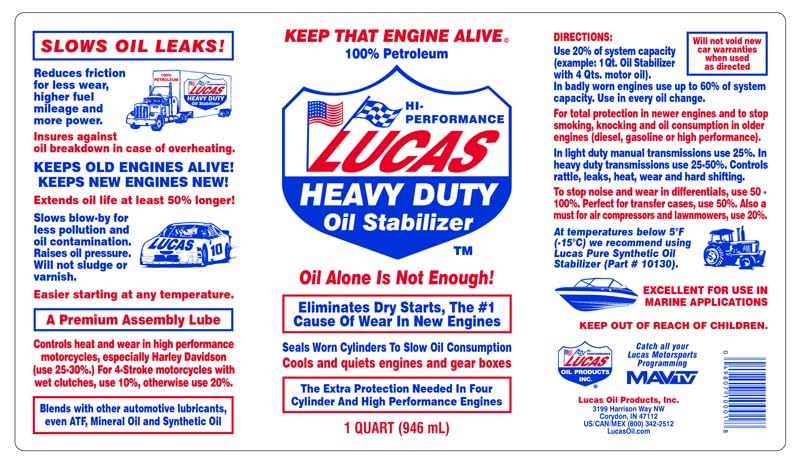 Lucas Oil Heavy Duty Oil Stabilizer - 32 oz - Image 2