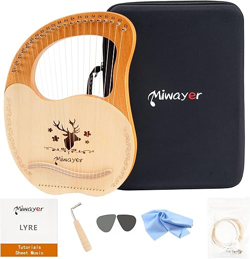 Miwayer Lyre Harp 21 Strings Mahogany Instrument